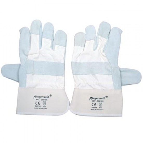 GLOVES LEATHER GREY / WHITE
