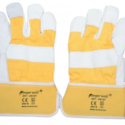 GLOVES LEATHER YELLOW /GREY