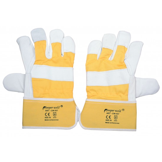 GLOVES LEATHER YELLOW /GREY